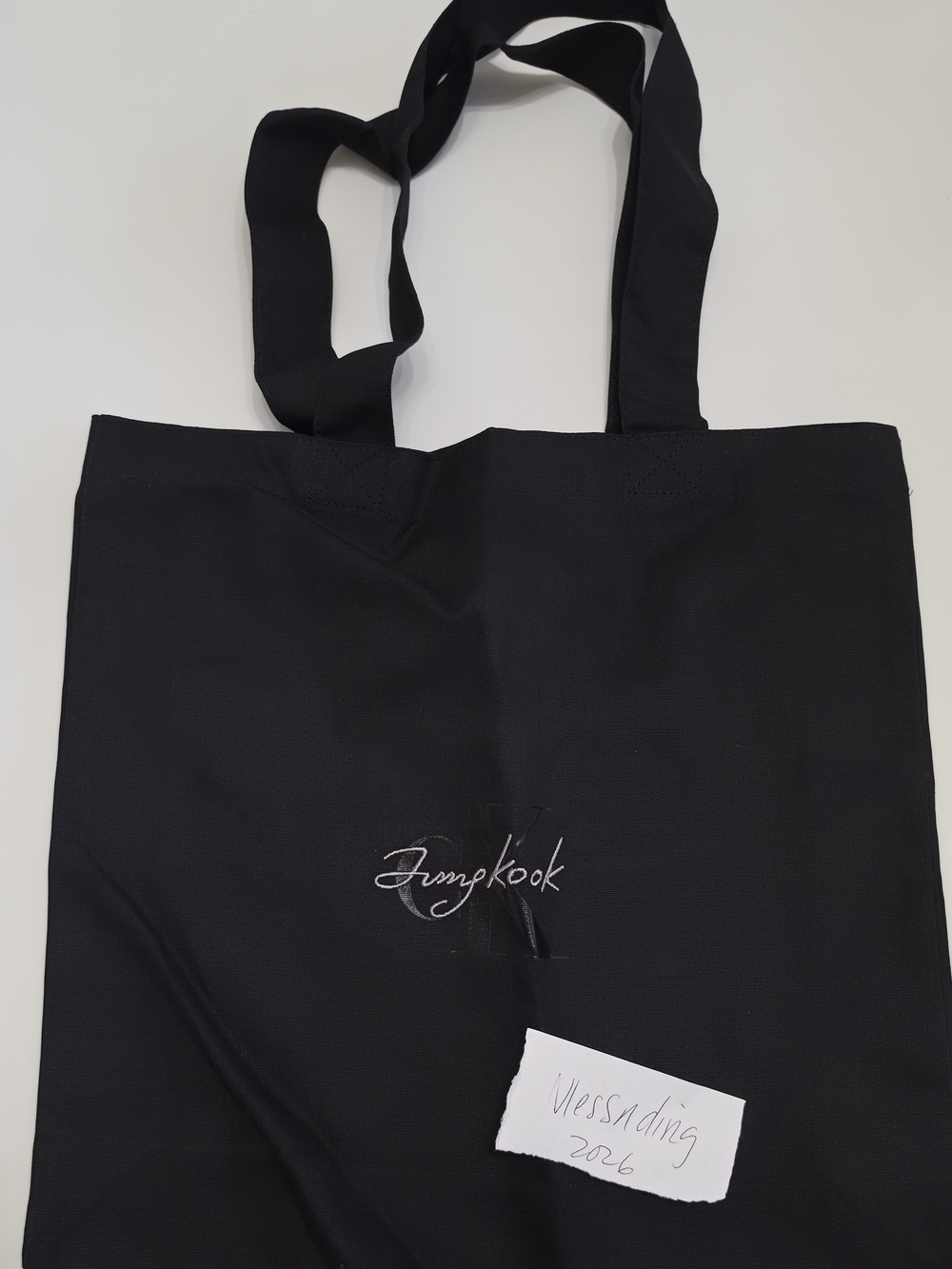 Jungkook Ck JK Embroidered Black Tote Bag NEW